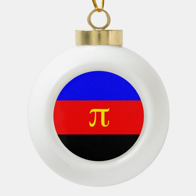 Polyamory Pride Flag Ceramic Ball Christmas Ornament (Front)