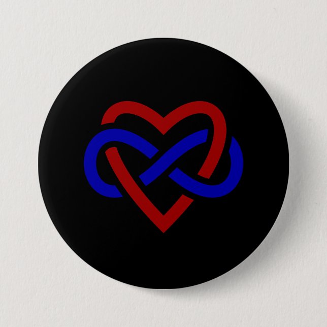 Polyamory Stolz Infinity Heart 3 Inch Round Button (Front)