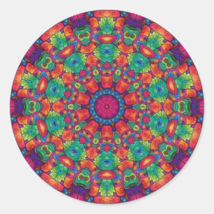 Polychrome Maze Mandala Classic Round Sticker