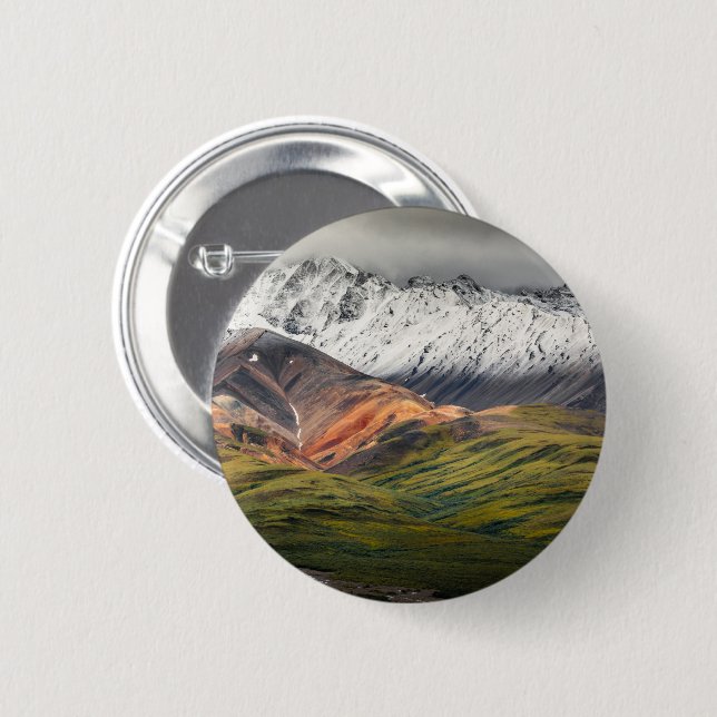 Polychrome mountain, Denali NP, Alaska 2 Inch Round Button (Front & Back)