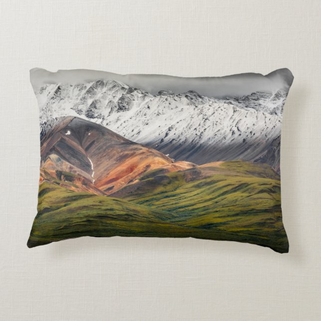 Polychrome mountain, Denali NP, Alaska Accent Pillow (Back)