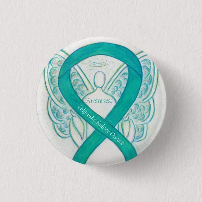 Polycystic Kidney Disease Awareness Angel Art Pins (Front)