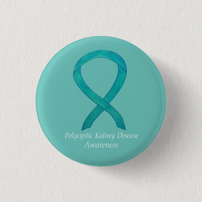 Polycystic Kidney Disease Awareness Custom Art Pin (Front)