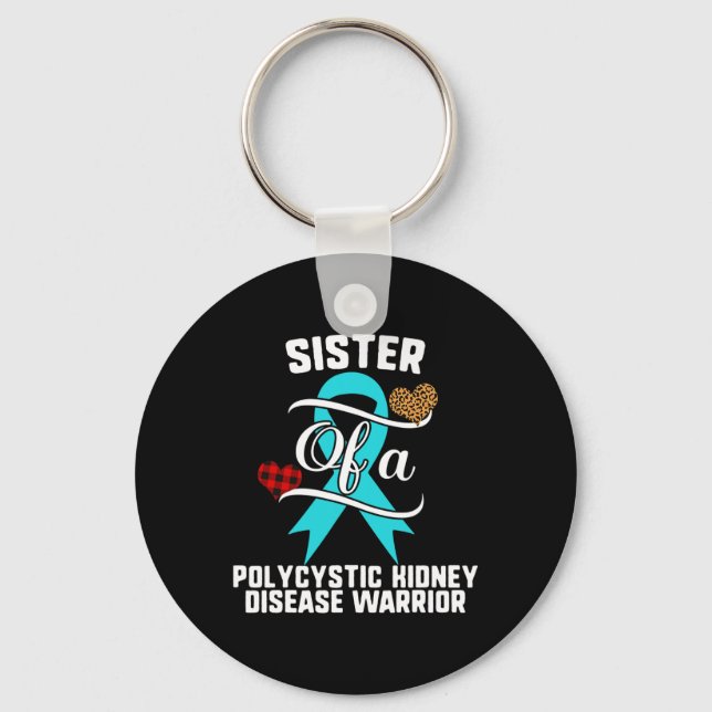Polycystic Kidney Disease Awareness Leopard Buffal Keychain (Front)