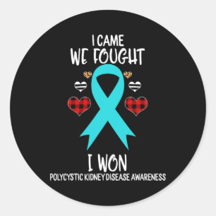 Polycystic Kidney Disease Awareness Ribbon I Came Classic Round Sticker