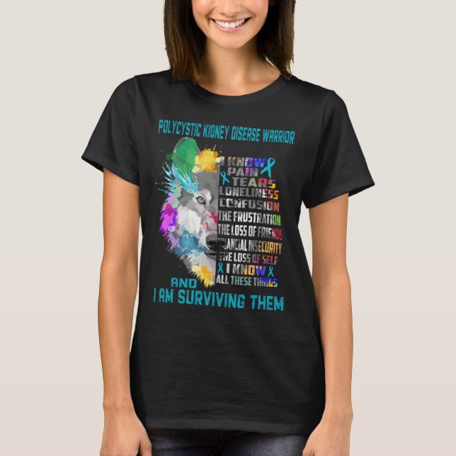 Polycystic Kidney Disease Awareness Ribbon Support T-Shirt (Front)