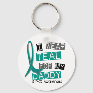 Polycystic Kidney Disease PKD Teal For Daddy 37 Keychain