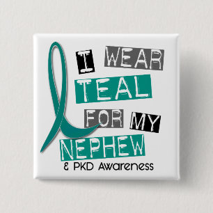 Polycystic Kidney Disease PKD Teal For Nephew 37 2 Inch Square Button