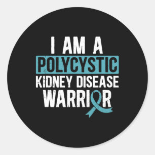 Polycystic Kidney Disease Warrior Pkd Teal Ribbon Classic Round Sticker