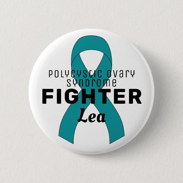 Polycystic Ovary Syndrome Ribbon White Button (Front)