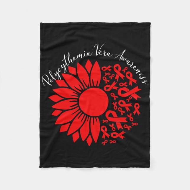 Polycythemia Vera Awareness Red Sunflower Mpn Bloo Fleece Blanket (Front)