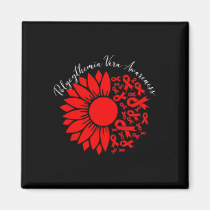 Polycythemia Vera Awareness Red Sunflower Mpn Bloo Magnet