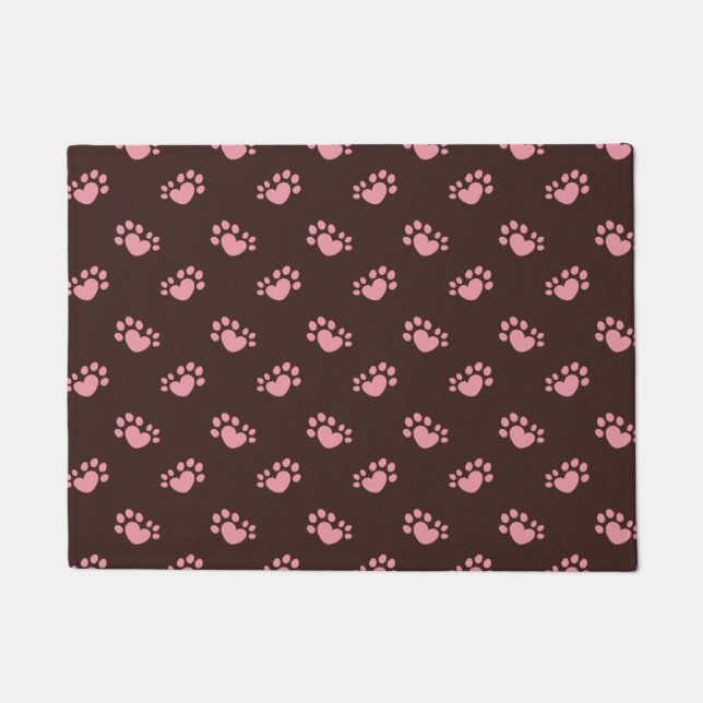 Polydactyl Cat Paw Print Heart Doormat (Front)