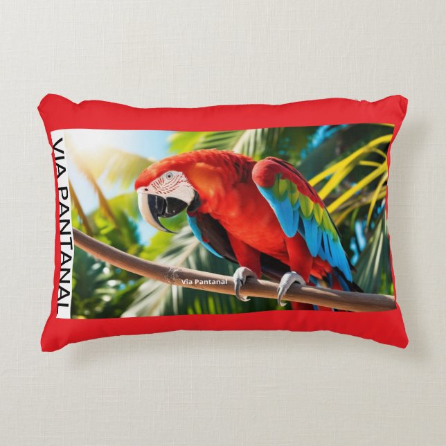 Polyester Almofada Escovado Arara Accent Pillow (Front)