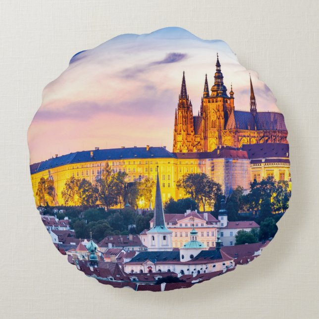 Polyester brossé personnalisé Coussin rond Prague (Dos)