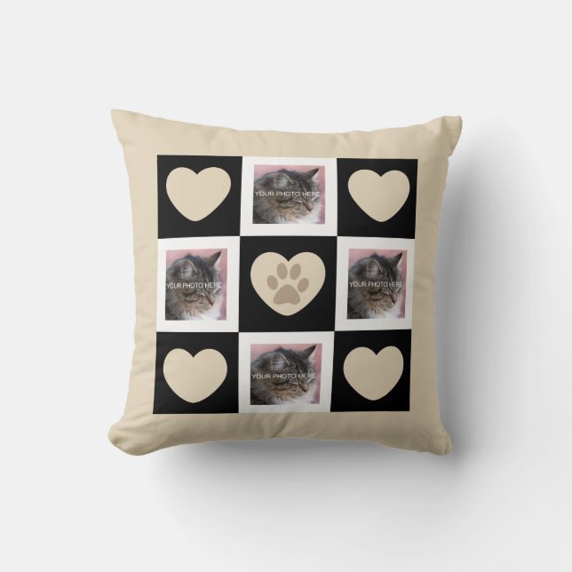 Polyester Photos & Hearts Throw Pillow 16" x 16" (Front)