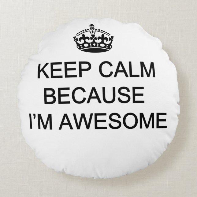 Polyester Round Pillow (16") Keep Calm(customize) (Front)