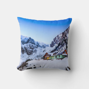 Polyester Throw Pillow, Malaiesti, Bucegi mountain Pillow