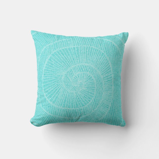 Polyester Throw Pillow - Seashell Aqua (Front)