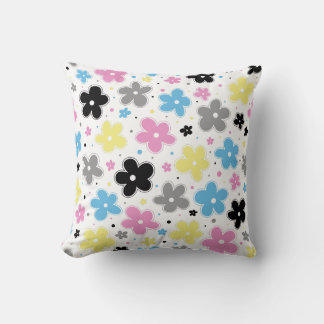 Polygender Pride Flag Flowers Doodle Pastel Throw Pillow