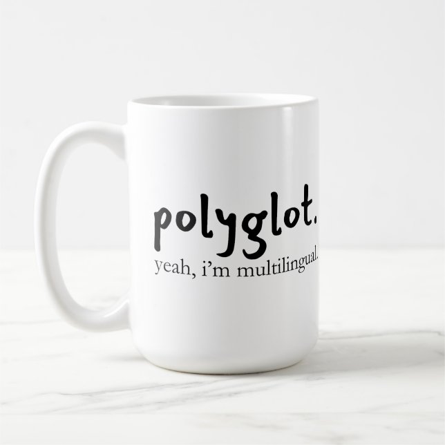 Polyglot Multilingual Customizable Coding Language Coffee Mug (Left)