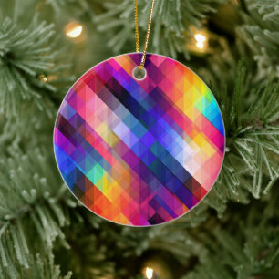 Polygon abstract colourful pattern ceramic ornament