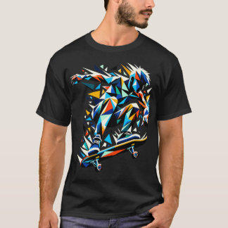 Polygon Art Skateboarder Skater Skateboard Skatebo T-Shirt