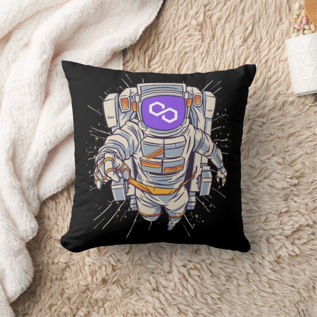 Polygon Astronaut - matic Crypto  Throw Pillow (Blanket)