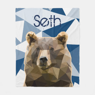 Polygon Bear Personalized Fleece Blanket