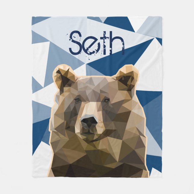 Polygon Bear Personalized Fleece Blanket (Front)