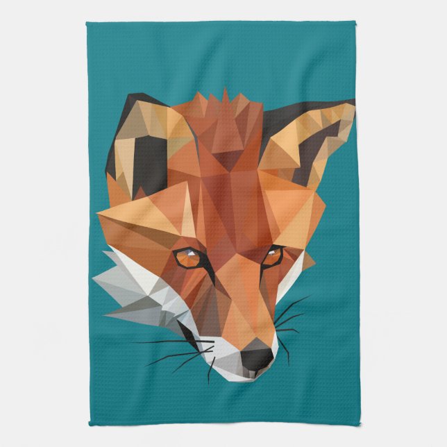 Polygon Fox Custom Kitchen Towel (Vertical)