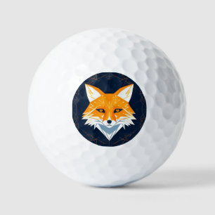Polygon Fox Illustration with Celestial Ornament Golf Balls