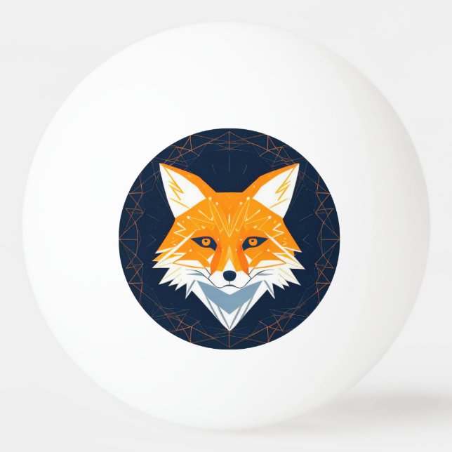 Polygon Fox Illustration with Celestial Ornament Ping Pong Ball (Front)