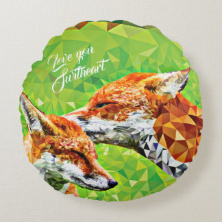Polygon Fox Parent et enfant Coussin arrondi