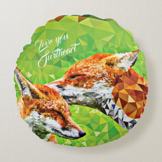 Polygon Fox Parent et enfant Coussin arrondi (Devant)