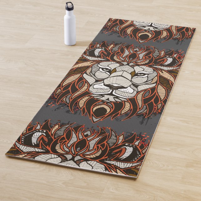 Polygon Lion | Colourful Drawing | Lion Yoga Mat (In Situ)