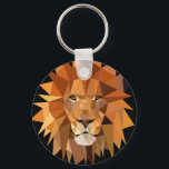 Polygon Lion Custom Keychain<br><div class="desc">Polygon shapes lion face graphic design with custom coloured background!</div>