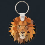 Polygon Lion Custom Keychain<br><div class="desc">Polygon shapes lion face graphic design with custom coloured background!</div>