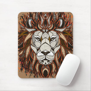 Polygon Lion Mousepad Colourful Drawing Lion