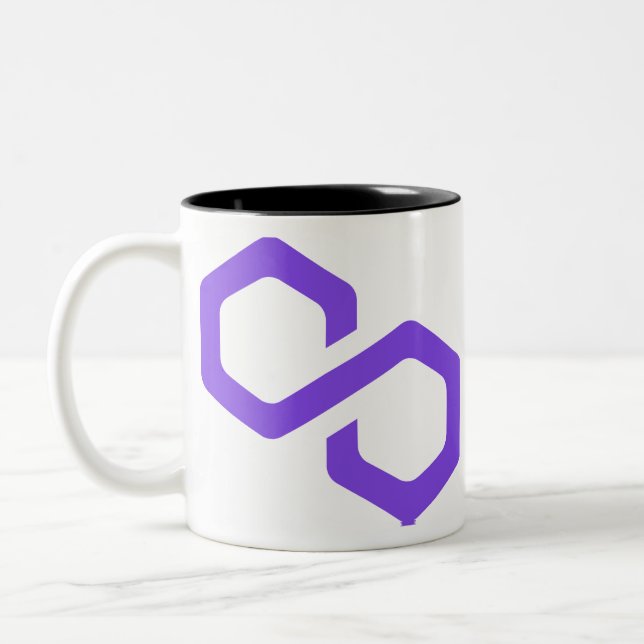 Polygon MATIC Logo Crypto Blockchain Two-Tone Coffee Mug (Left)