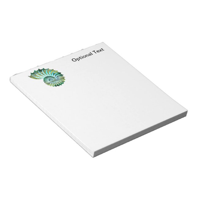 Polygon Mosaic Nautilus Shell Blue & Green Notepad (Angled)