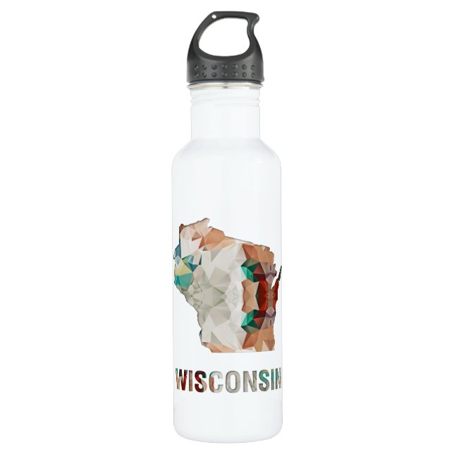 Polygon Mosaic State Map WISCONSIN 710 Ml Water Bottle (Front)
