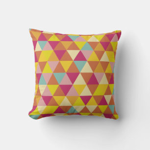 Polygon Multi colour Triangles in Geometrical Shap Throw Pillow