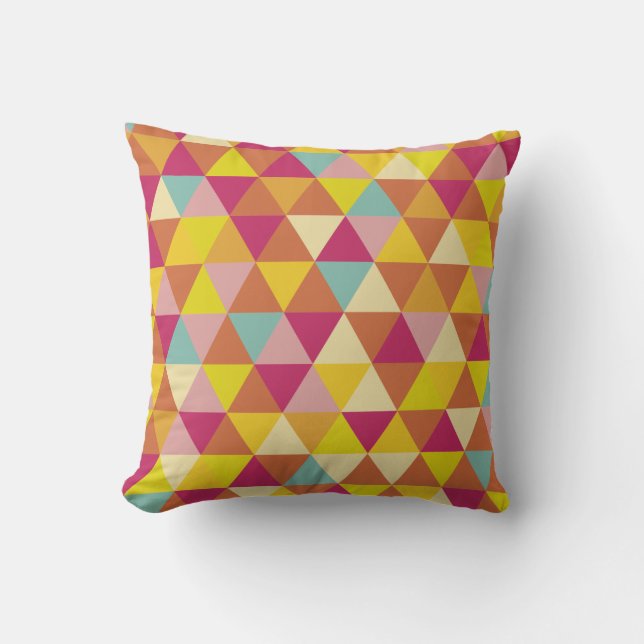 Polygon Multi colour Triangles in Geometrical Shap Throw Pillow (Front)