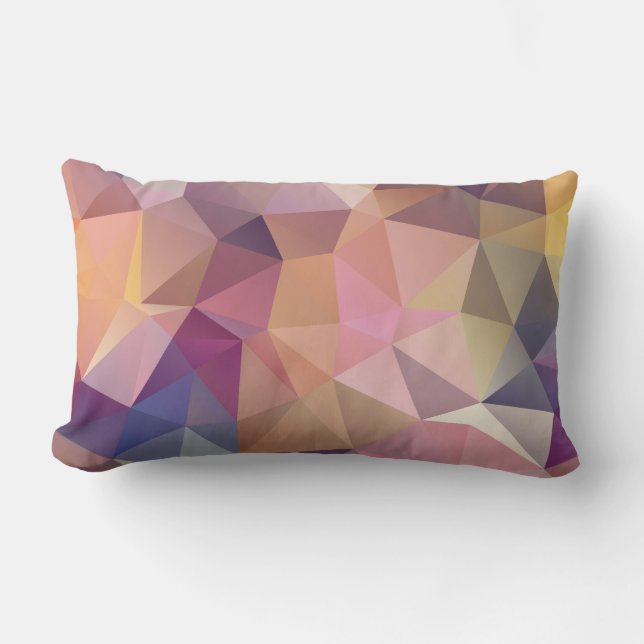 Polygon pink purple yellow background . lumbar pillow (Front)