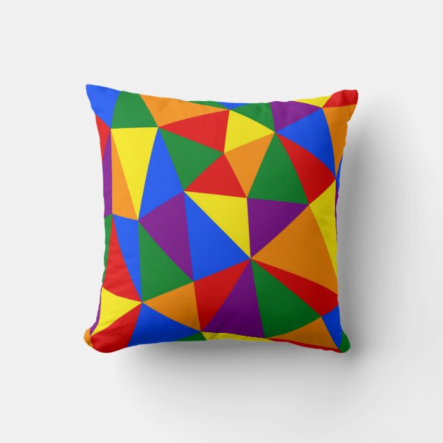 Polygon Rainbow Pattern Throw Pillow (Front)