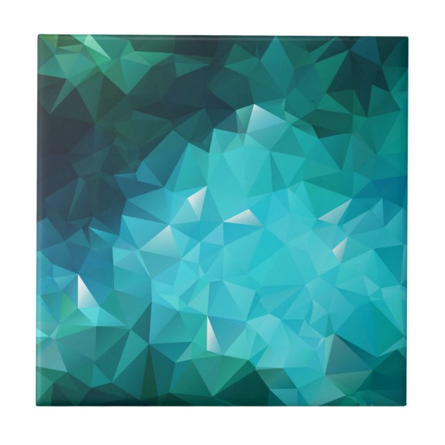 Polygonal Aquamarine Abstract Tile (Front)
