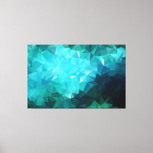 Polygonal Aquamarine Abstract Wrapped Canvas Print