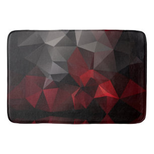 Polygonal , black and red bath mat
