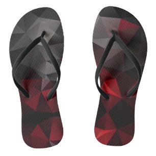 Polygonal , black and red flip flops